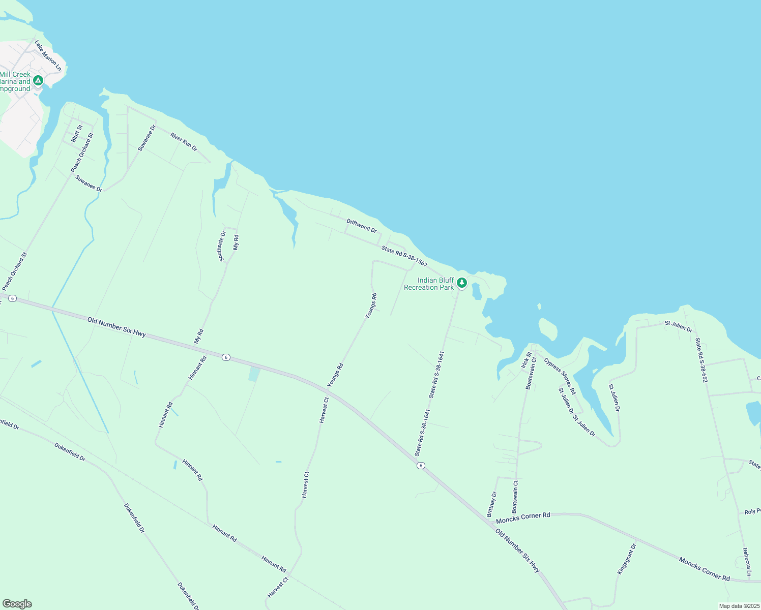 map of restaurants, bars, coffee shops, grocery stores, and more near 222 Youngs Road in Eutawville