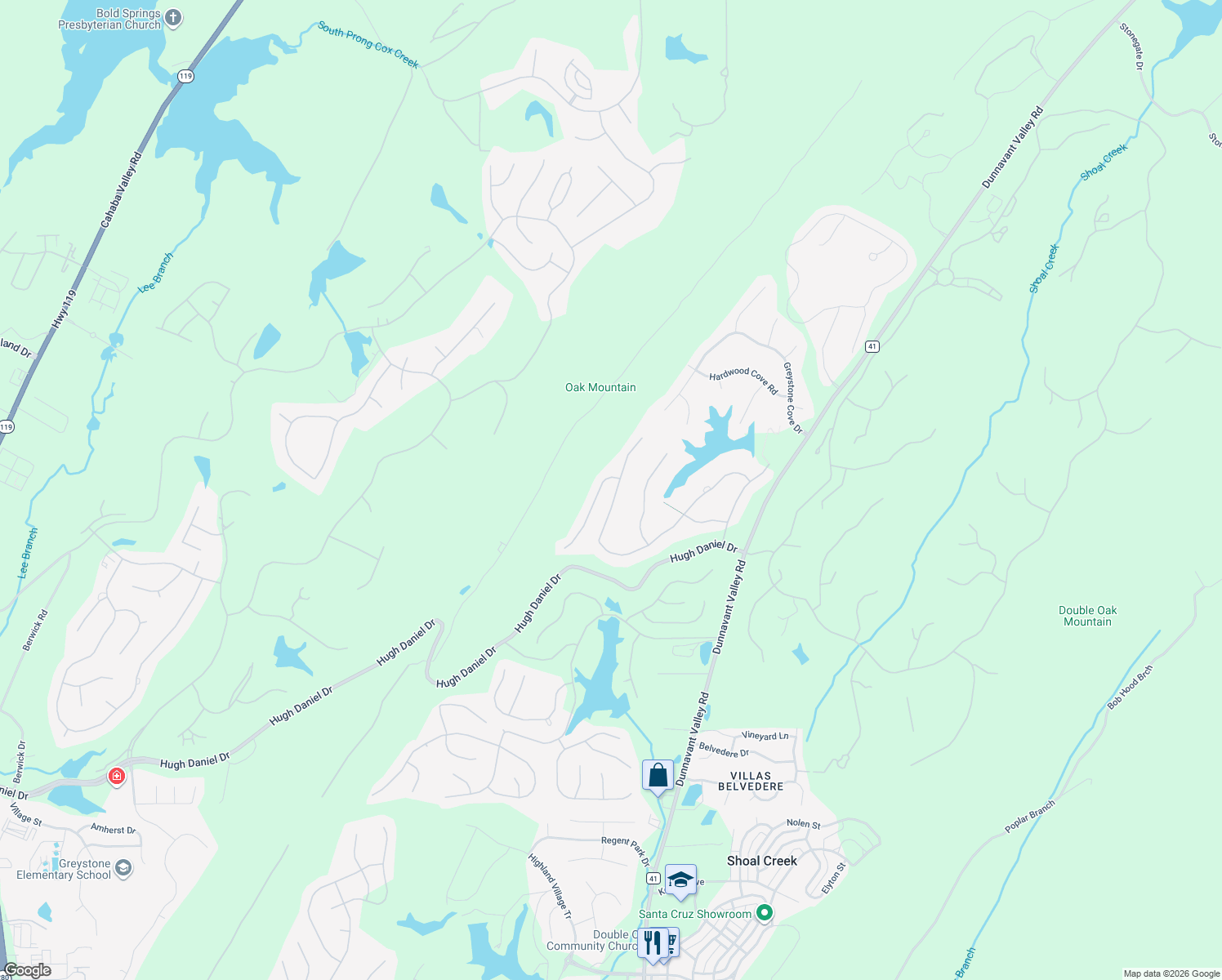 map of restaurants, bars, coffee shops, grocery stores, and more near 603 North Lake Circle in Birmingham
