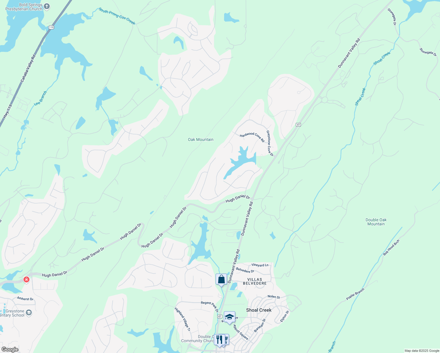map of restaurants, bars, coffee shops, grocery stores, and more near 536 North Lake Cove in Birmingham