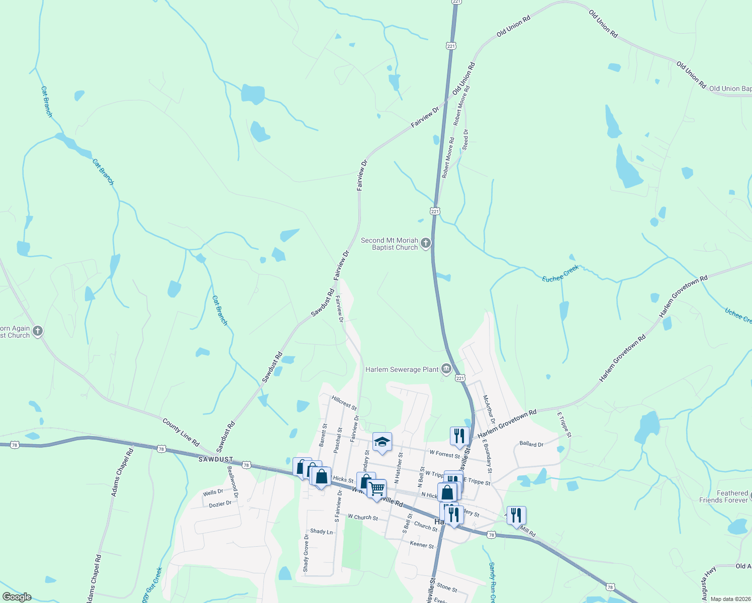 map of restaurants, bars, coffee shops, grocery stores, and more near 6506 Campbells Way in Harlem
