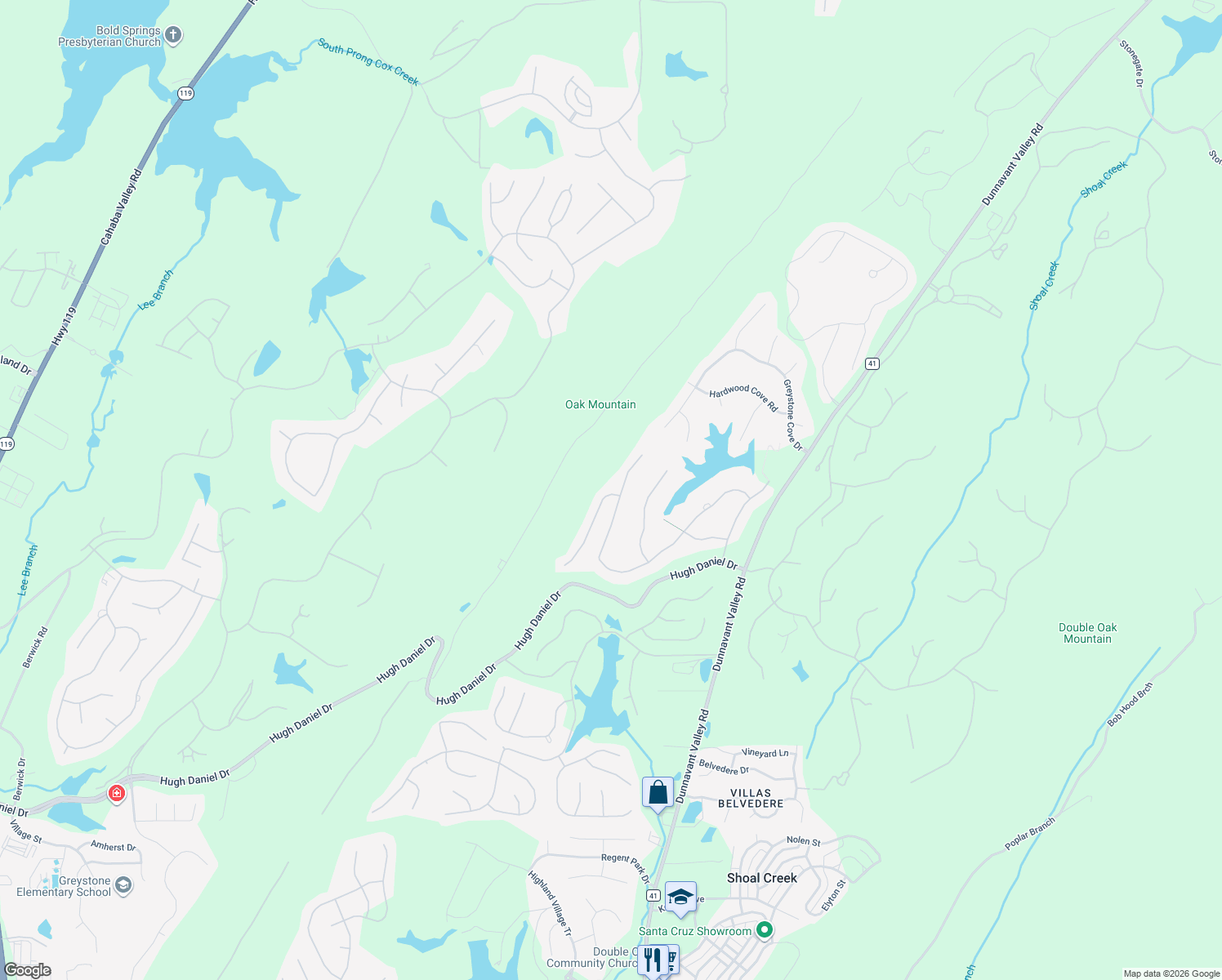 map of restaurants, bars, coffee shops, grocery stores, and more near 603 North Lake Circle in Birmingham
