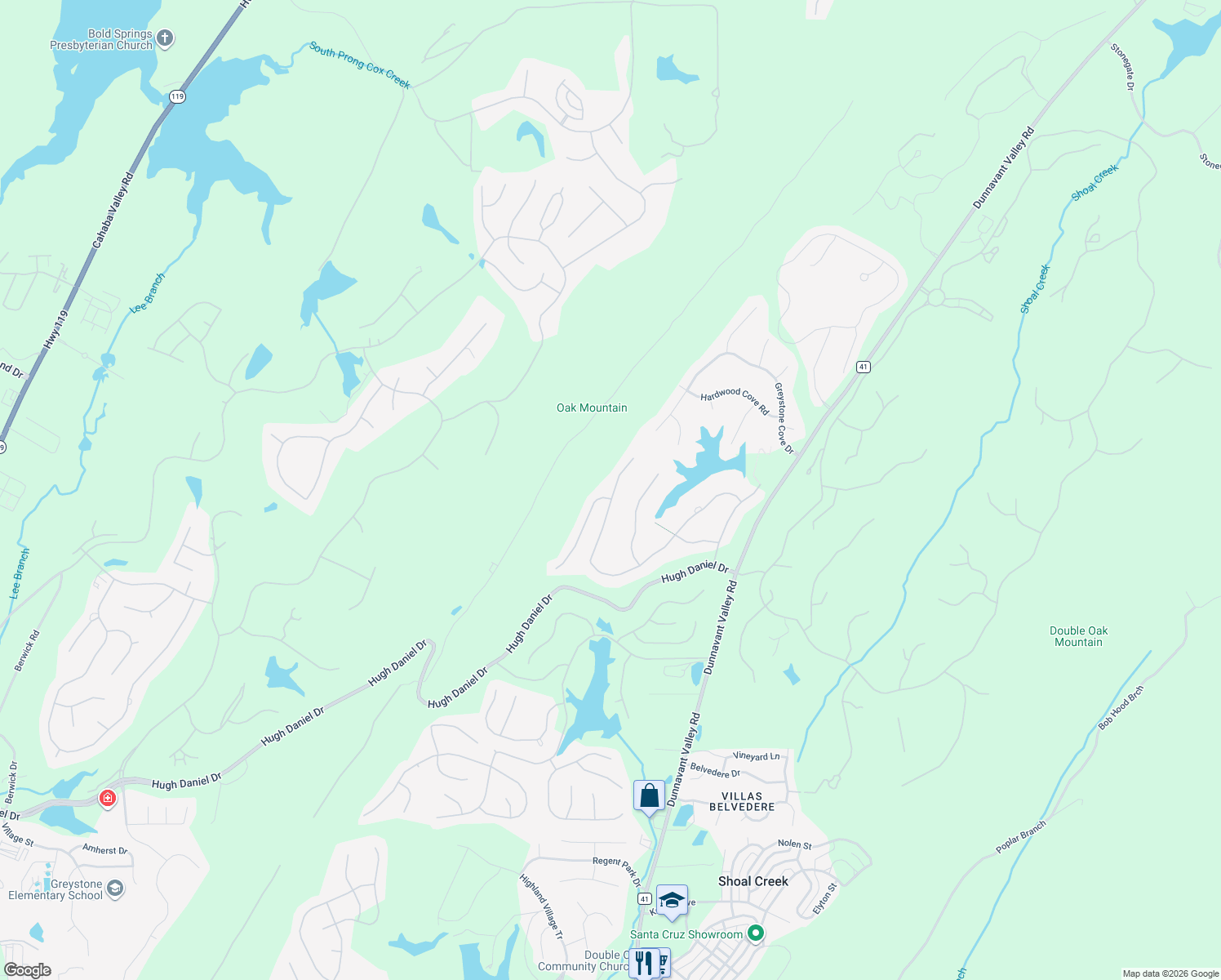 map of restaurants, bars, coffee shops, grocery stores, and more near 603 North Lake Circle in Birmingham