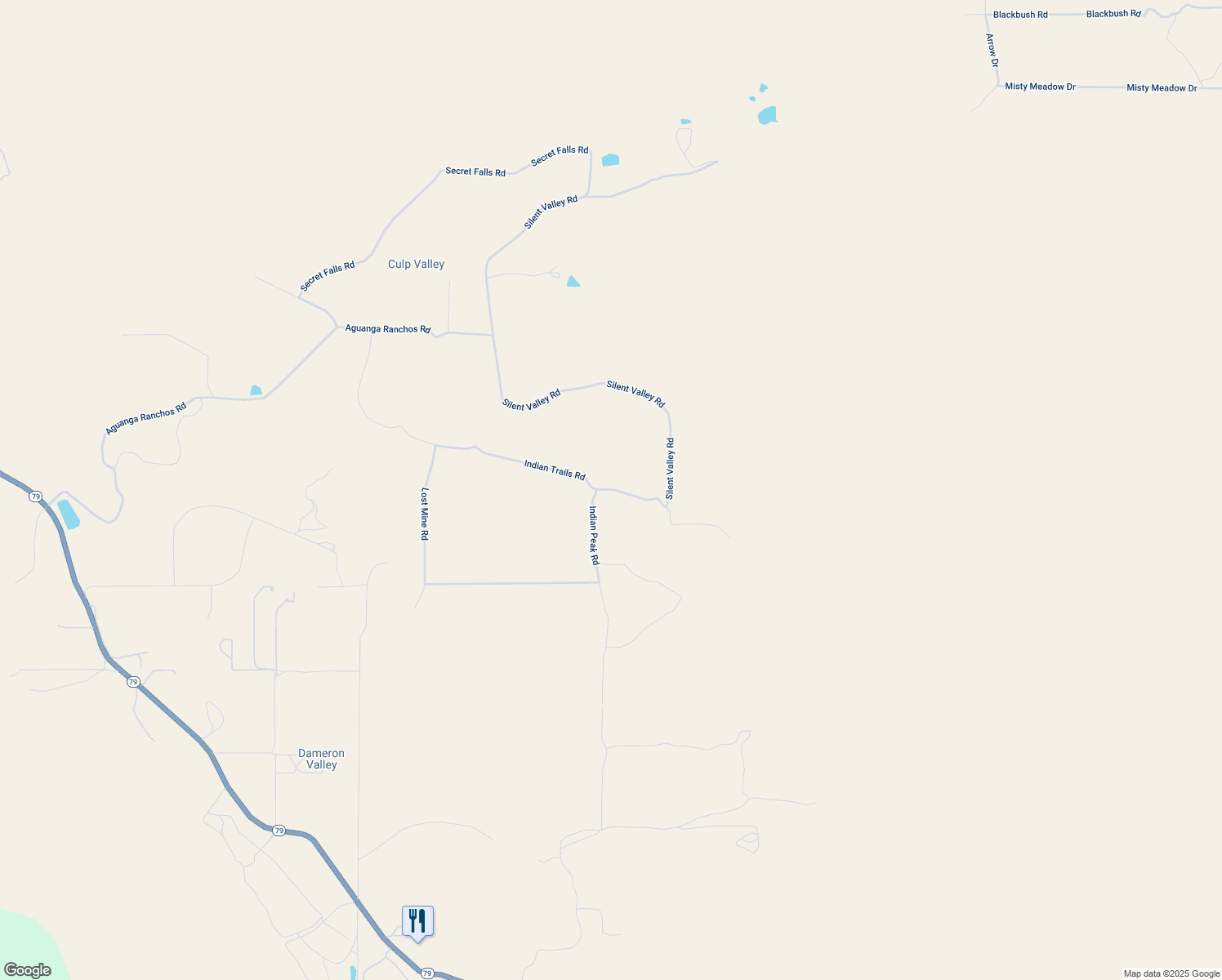 map of restaurants, bars, coffee shops, grocery stores, and more near 4 Indian Trails Road in Aguanga