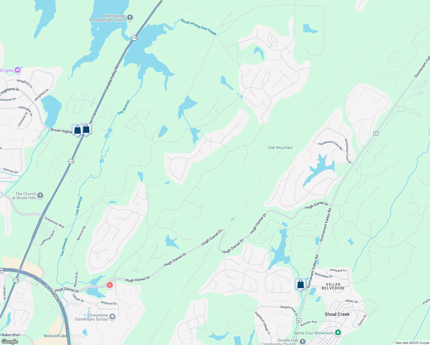 map of restaurants, bars, coffee shops, grocery stores, and more near 5108 Greystone Way in Birmingham