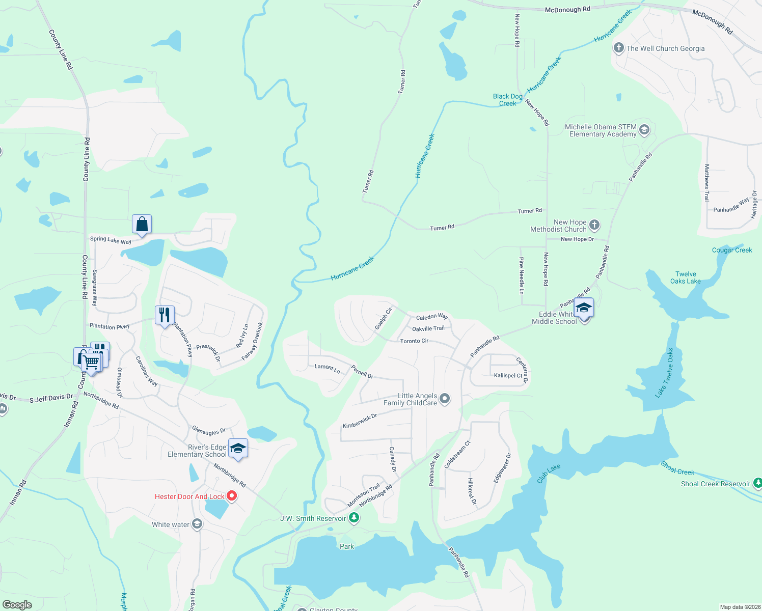 map of restaurants, bars, coffee shops, grocery stores, and more near 433 Caledon Way in Hampton