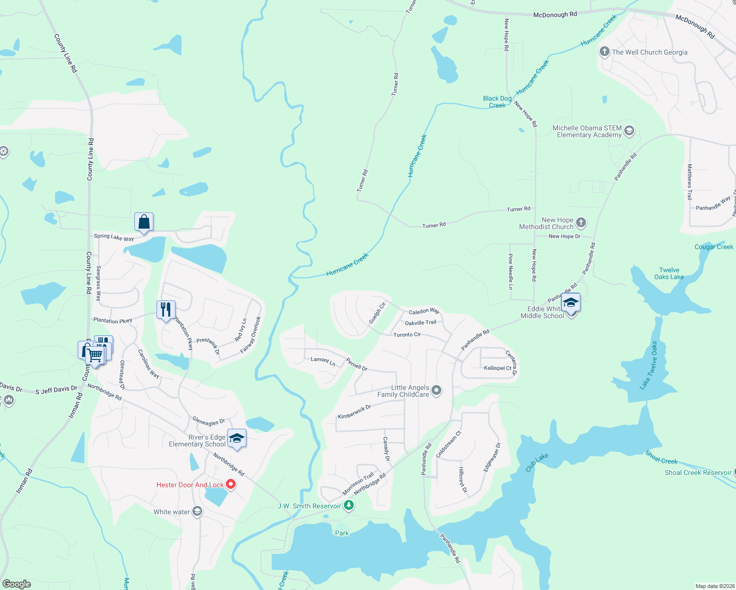 map of restaurants, bars, coffee shops, grocery stores, and more near 433 Caledon Way in Hampton