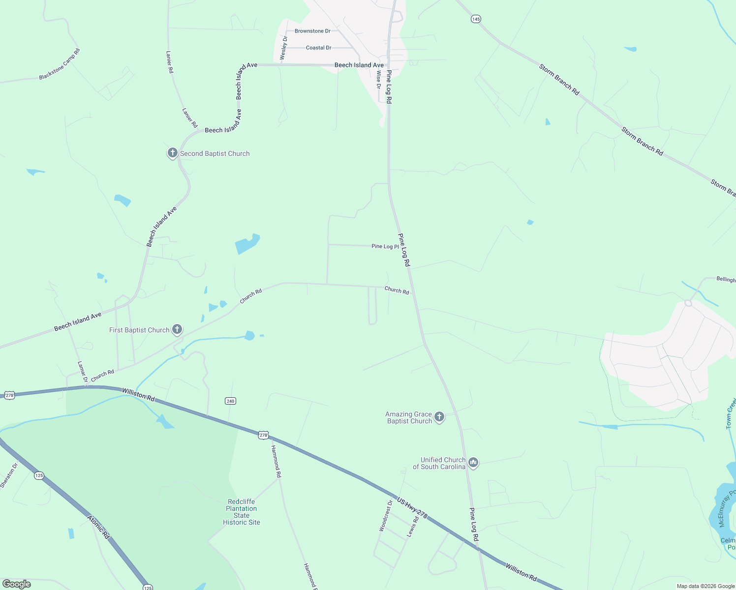 map of restaurants, bars, coffee shops, grocery stores, and more near 169 Pinewoods Park Circle in Beech Island