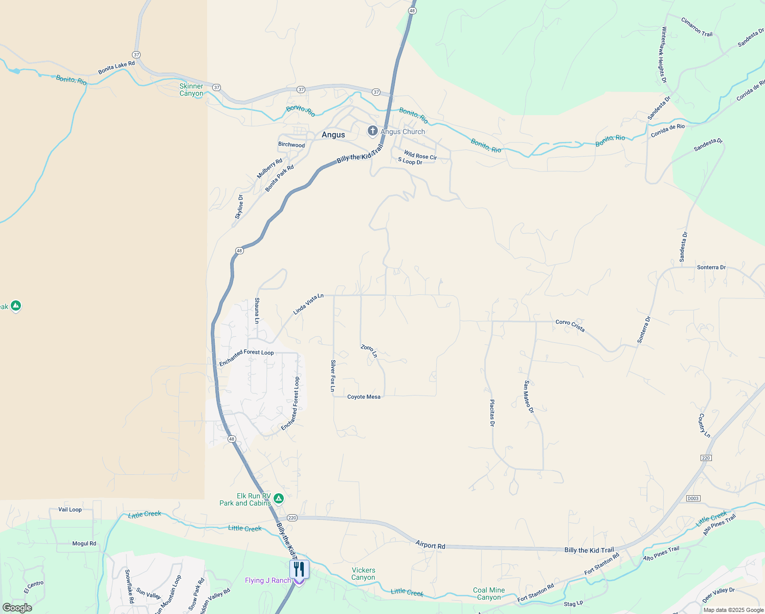 map of restaurants, bars, coffee shops, grocery stores, and more near Coyote Mesa in Alto