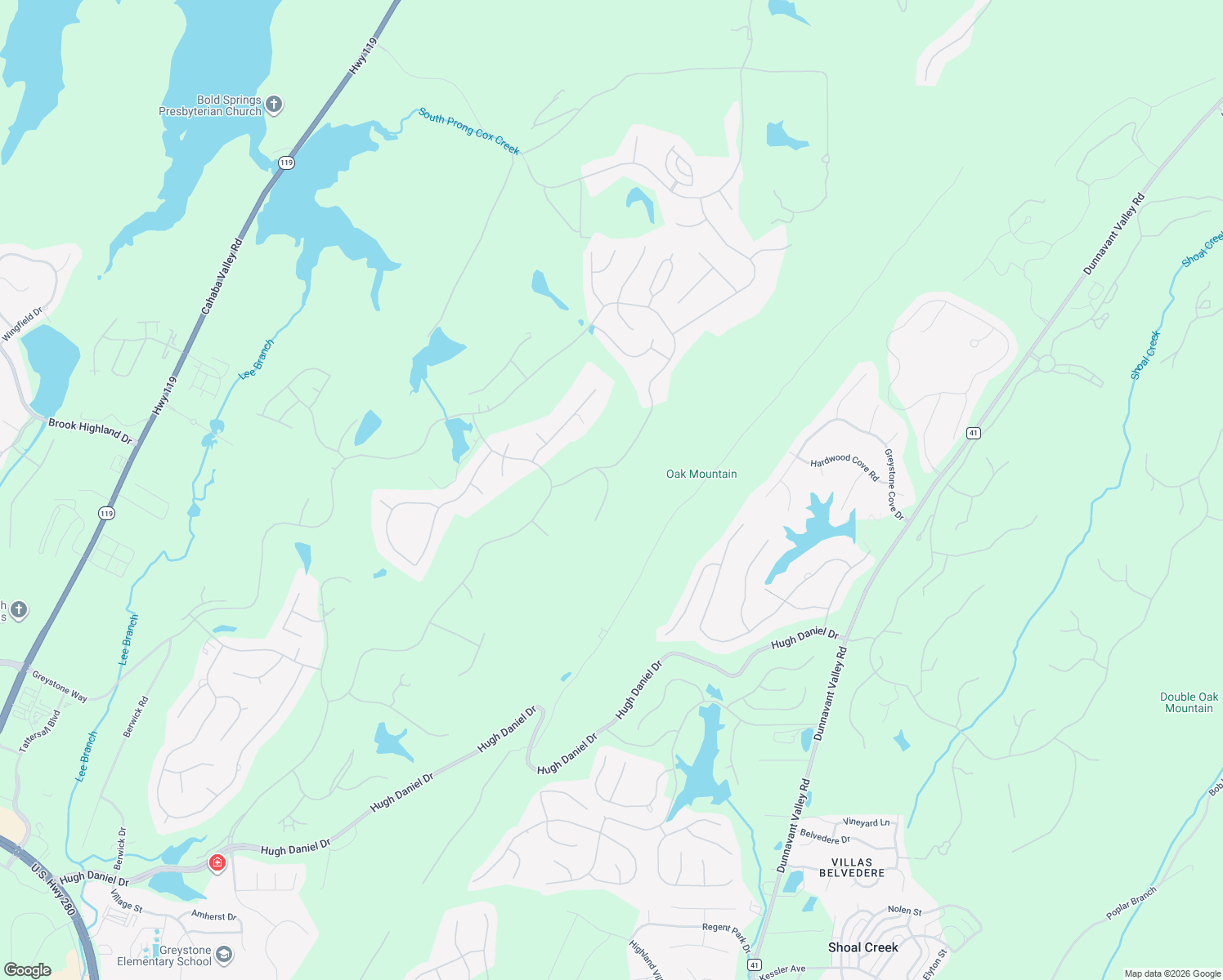 map of restaurants, bars, coffee shops, grocery stores, and more near 8009 Castlehill Road in Birmingham