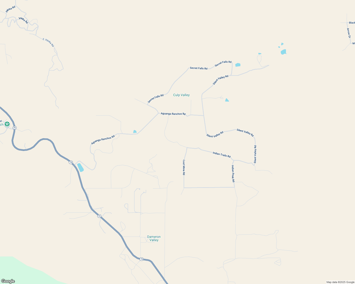 map of restaurants, bars, coffee shops, grocery stores, and more near Indian Trails Road in Aguanga