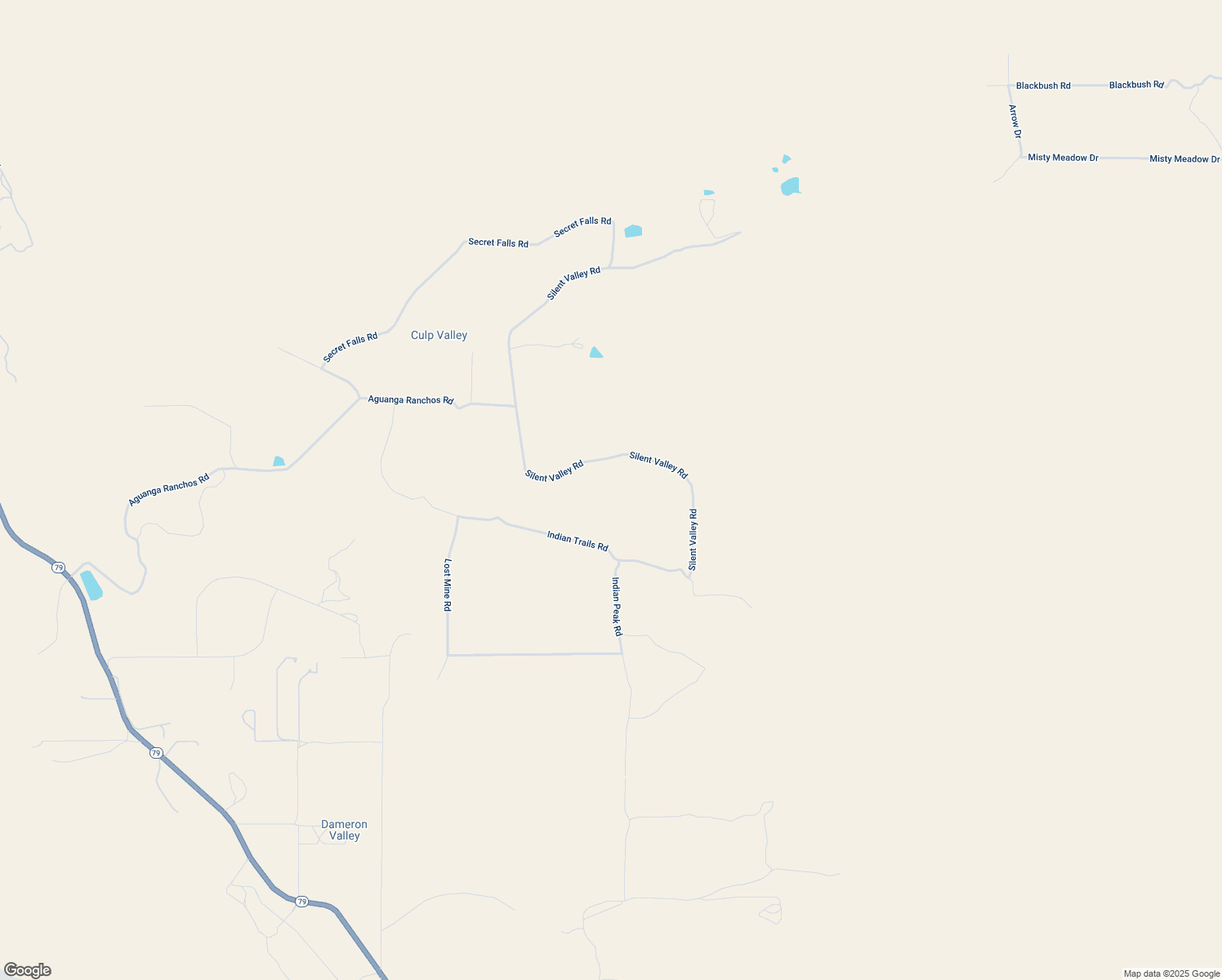 map of restaurants, bars, coffee shops, grocery stores, and more near Silent Valley Road in Aguanga