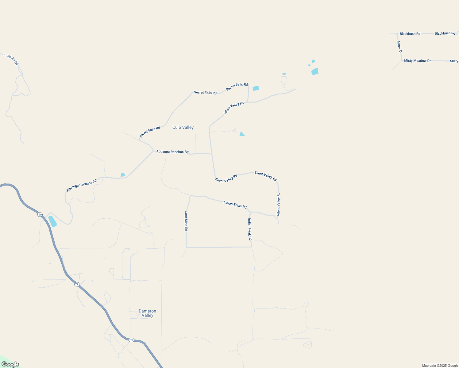 map of restaurants, bars, coffee shops, grocery stores, and more near Silent Valley Road in Aguanga