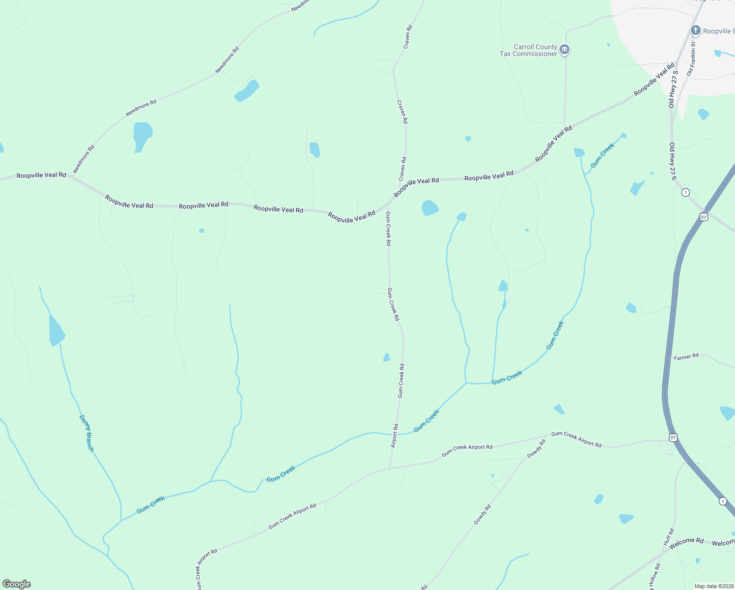map of restaurants, bars, coffee shops, grocery stores, and more near 235 Gum Creek Road in Roopville