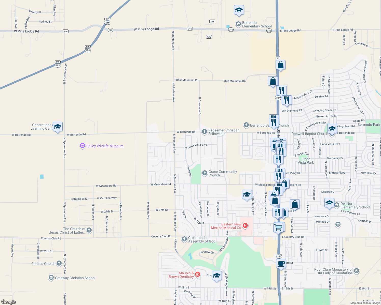 map of restaurants, bars, coffee shops, grocery stores, and more near 3112 North Nottinghill Avenue in Roswell