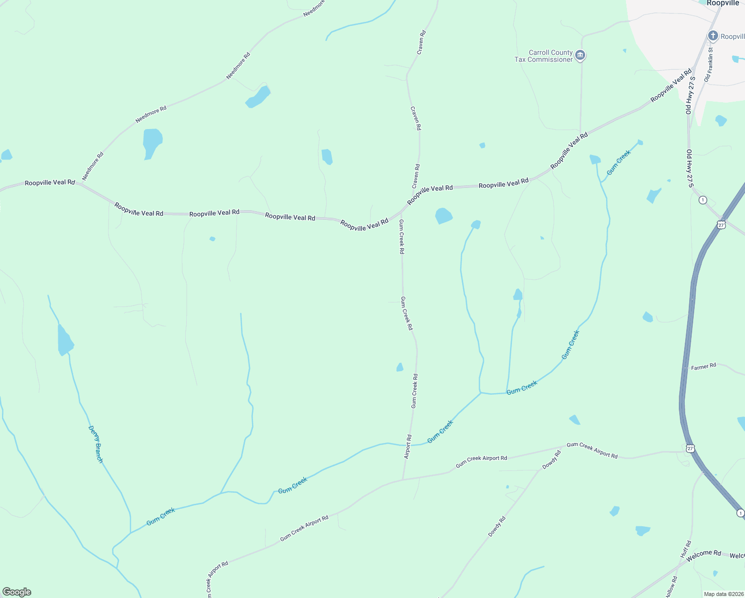 map of restaurants, bars, coffee shops, grocery stores, and more near 235 Gum Creek Road in Roopville