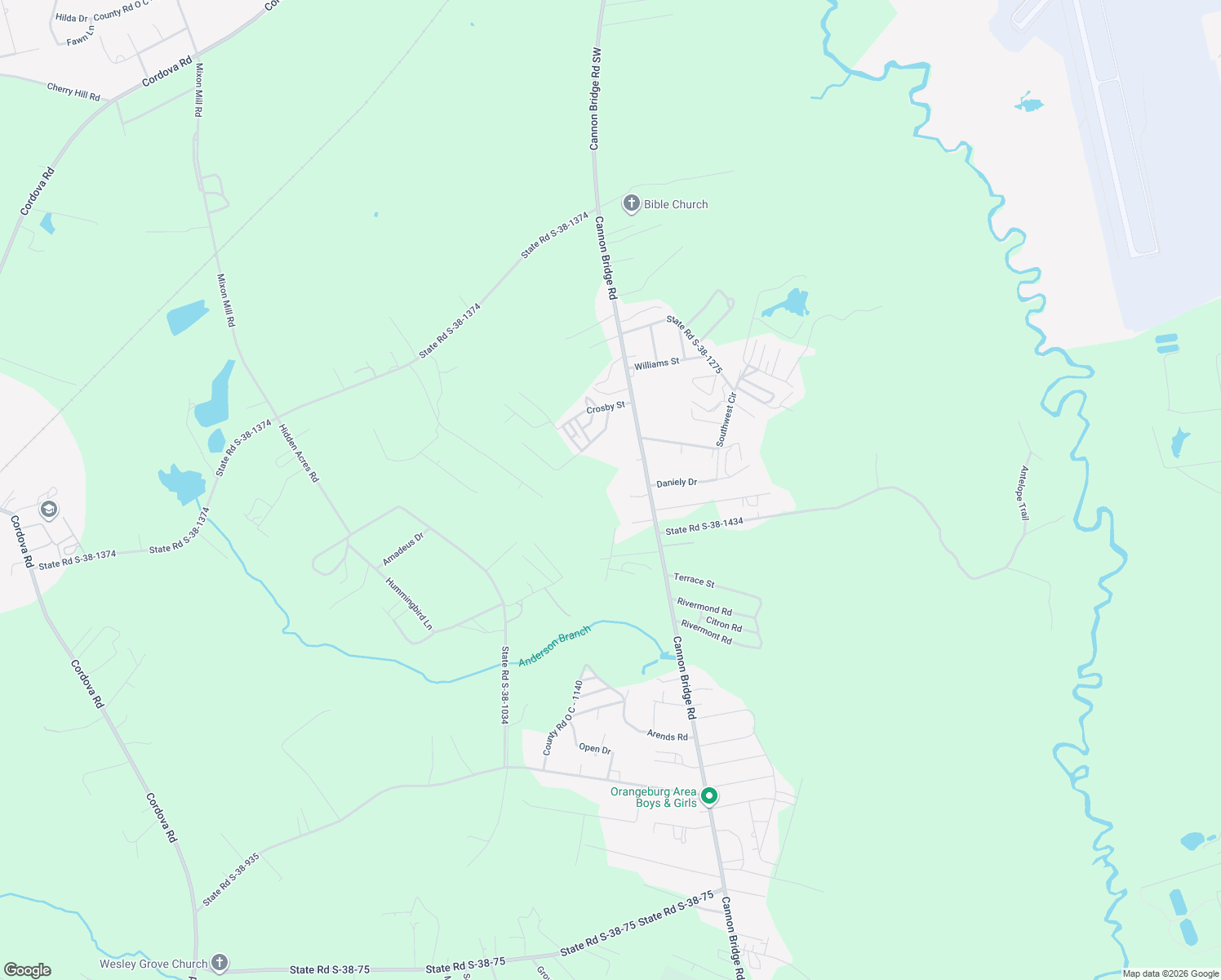 map of restaurants, bars, coffee shops, grocery stores, and more near 1602 Cannon Bridge Road in Cordova