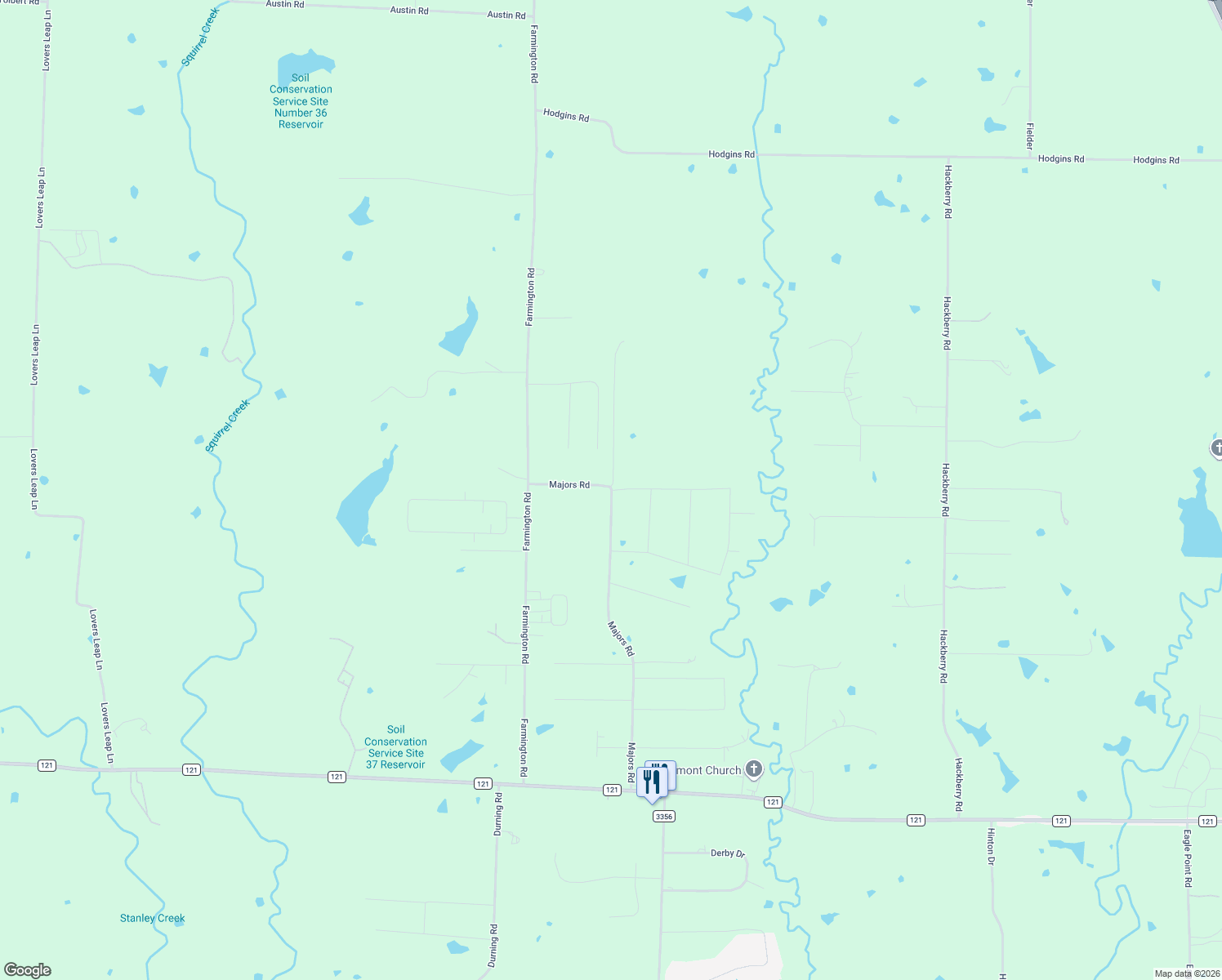 map of restaurants, bars, coffee shops, grocery stores, and more near 828 Majors Road in Van Alstyne