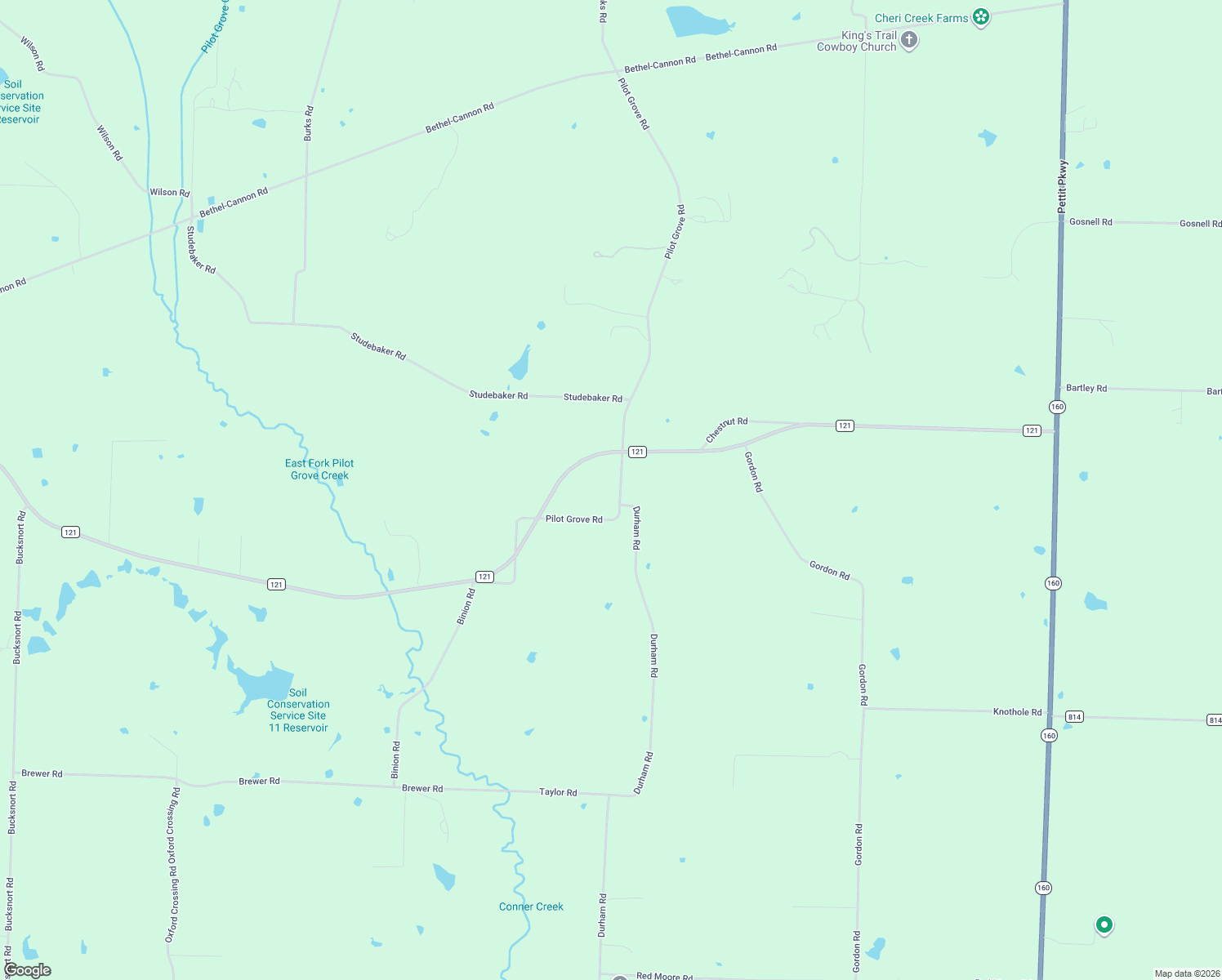 map of restaurants, bars, coffee shops, grocery stores, and more near 1515 Pilot Grove Rd in Whitewright