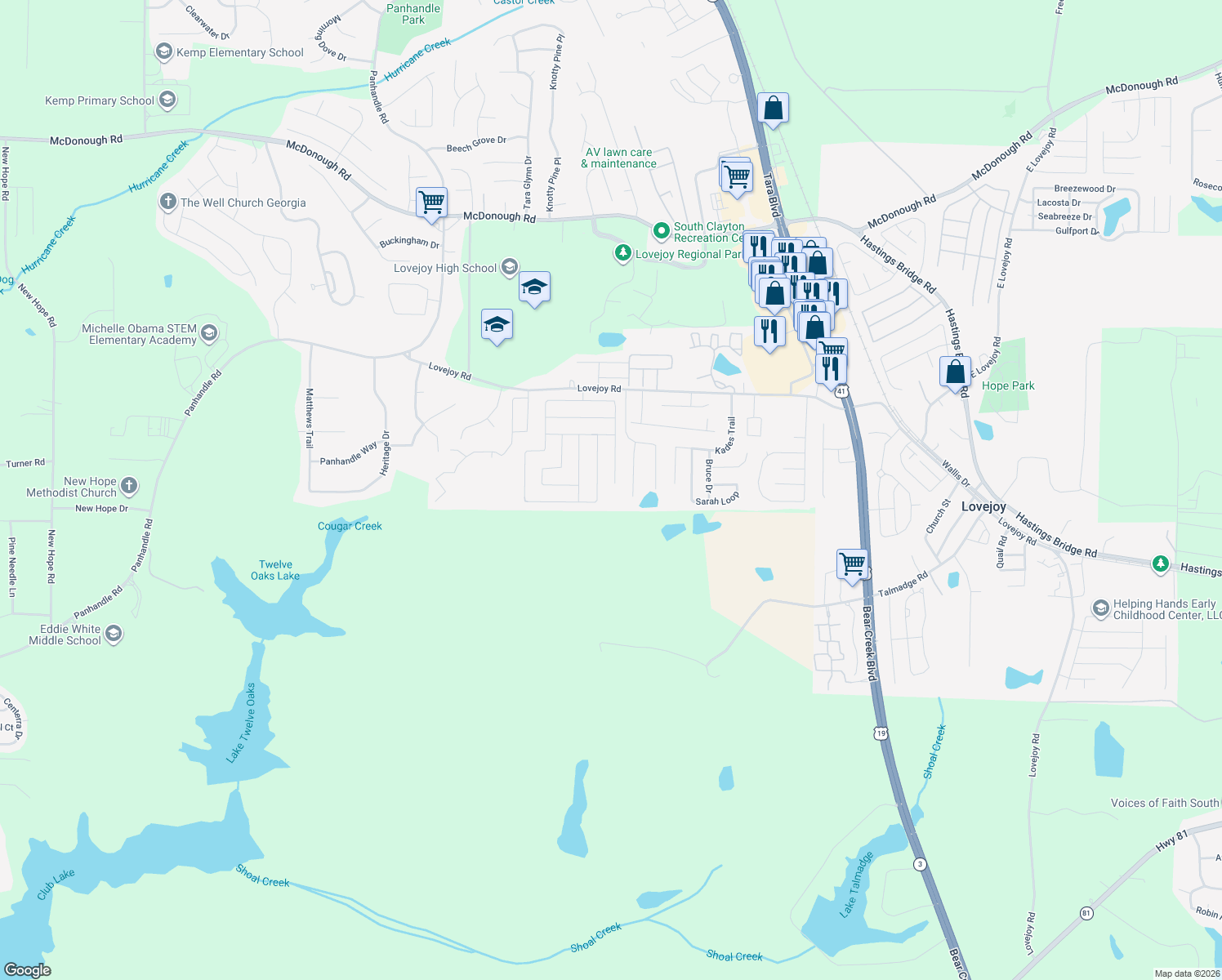 map of restaurants, bars, coffee shops, grocery stores, and more near 1937 Sandy Trail Drive in Hampton