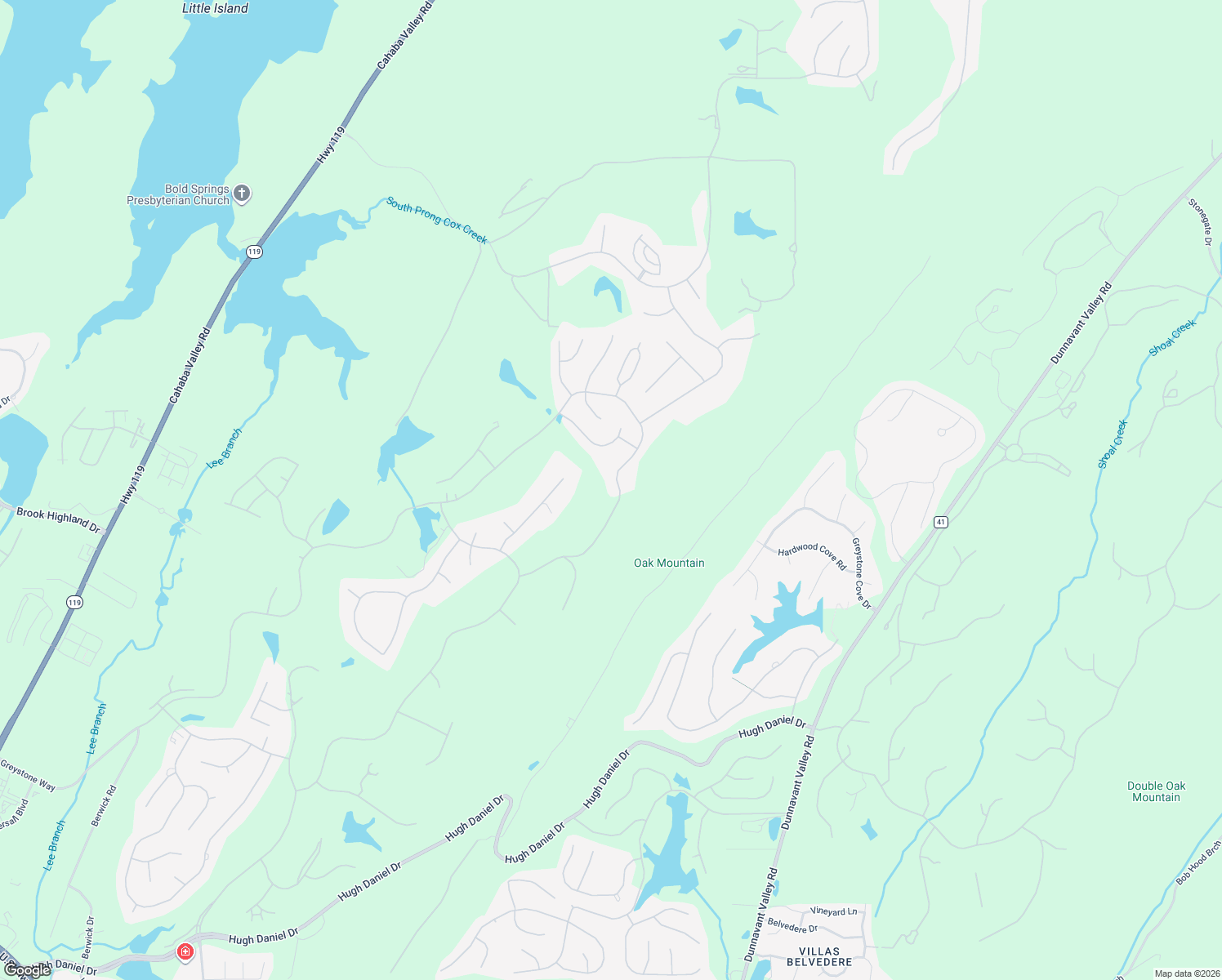map of restaurants, bars, coffee shops, grocery stores, and more near 8054 Castlehill Road in Birmingham