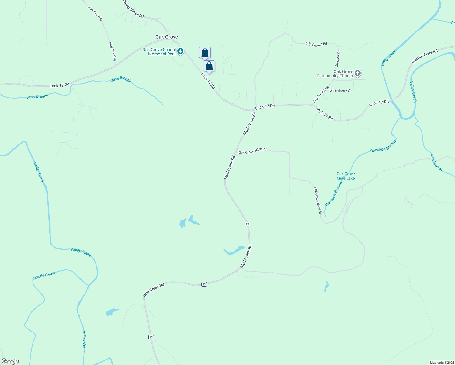 map of restaurants, bars, coffee shops, grocery stores, and more near 2957 Mud Creek Road in Jefferson County