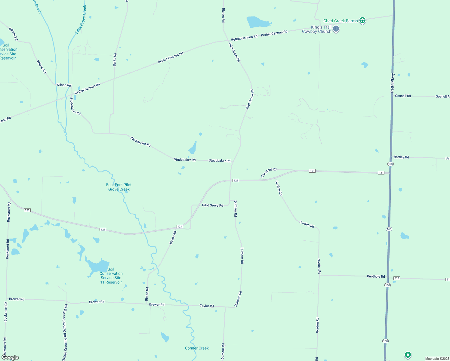 map of restaurants, bars, coffee shops, grocery stores, and more near 1505 Farm to Market 121 in Whitewright
