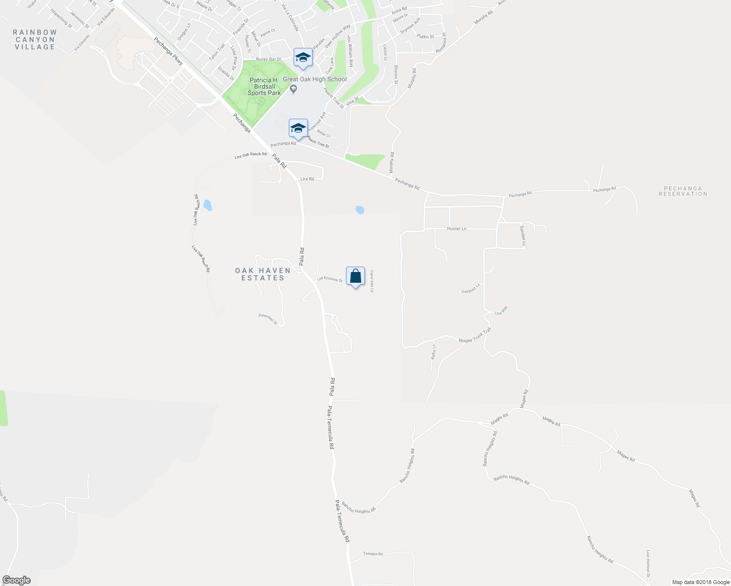 map of restaurants, bars, coffee shops, grocery stores, and more near 47425 Carol Ann Lane in Temecula