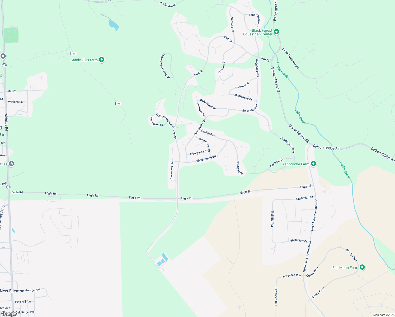 map of restaurants, bars, coffee shops, grocery stores, and more near 89 Windermere Way in Aiken