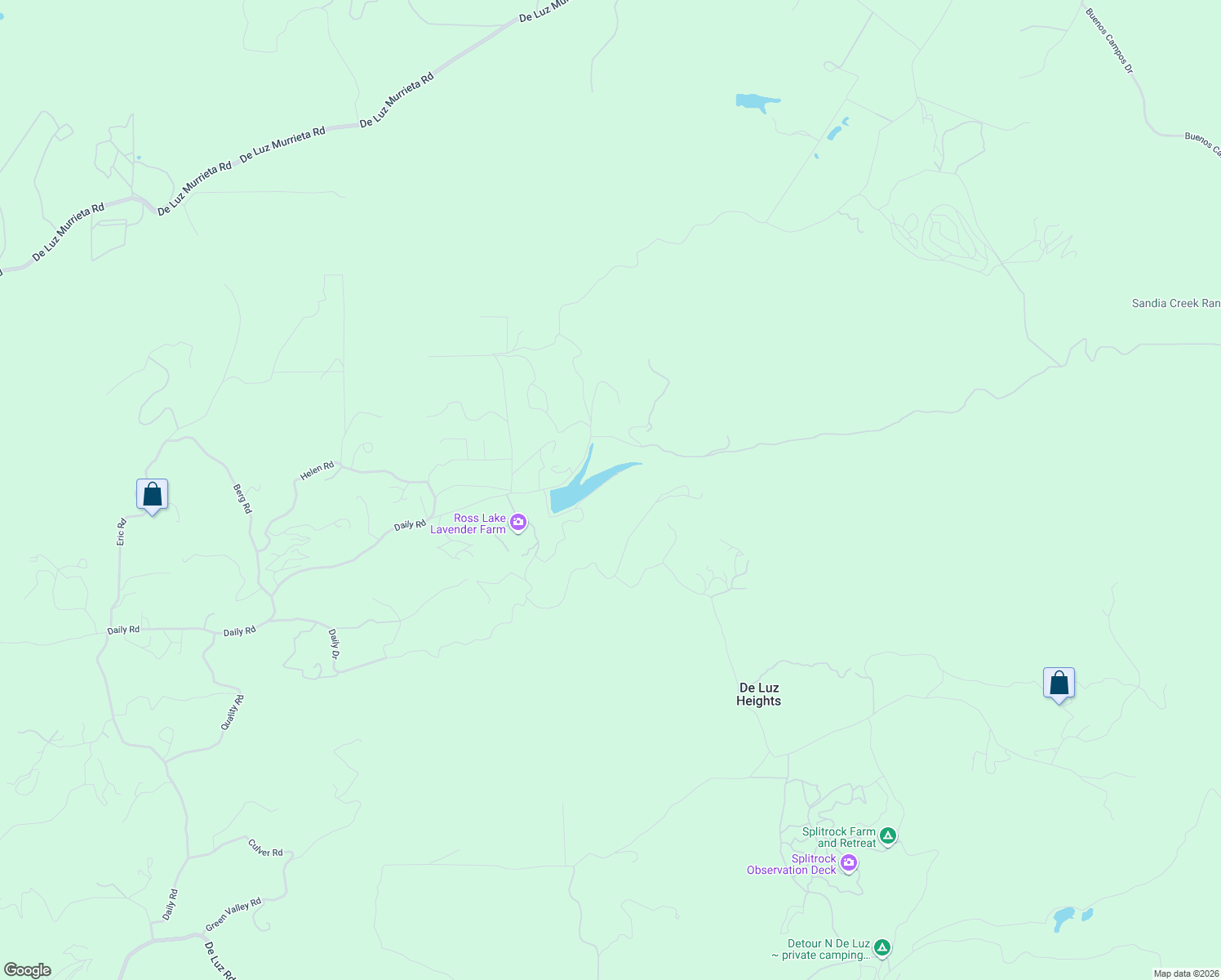 map of restaurants, bars, coffee shops, grocery stores, and more near 40057 South Shore Drive in Fallbrook