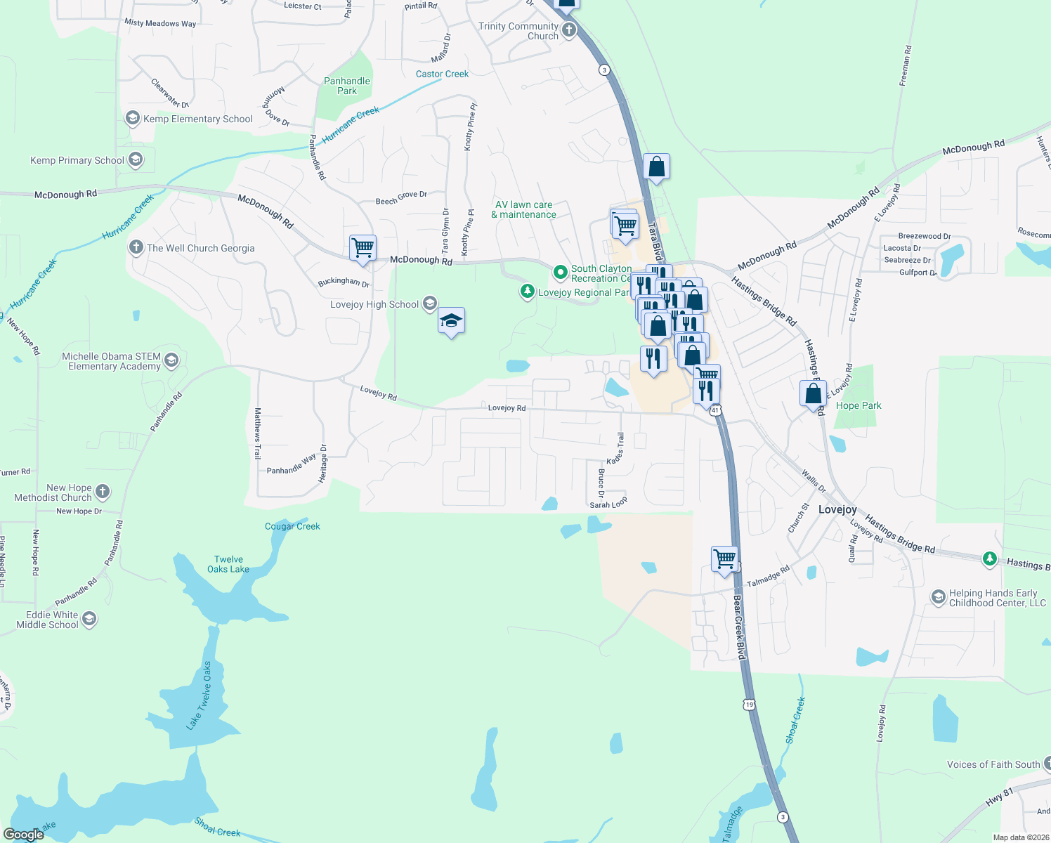 map of restaurants, bars, coffee shops, grocery stores, and more near 1804 Sandy Trail Dr in Hampton