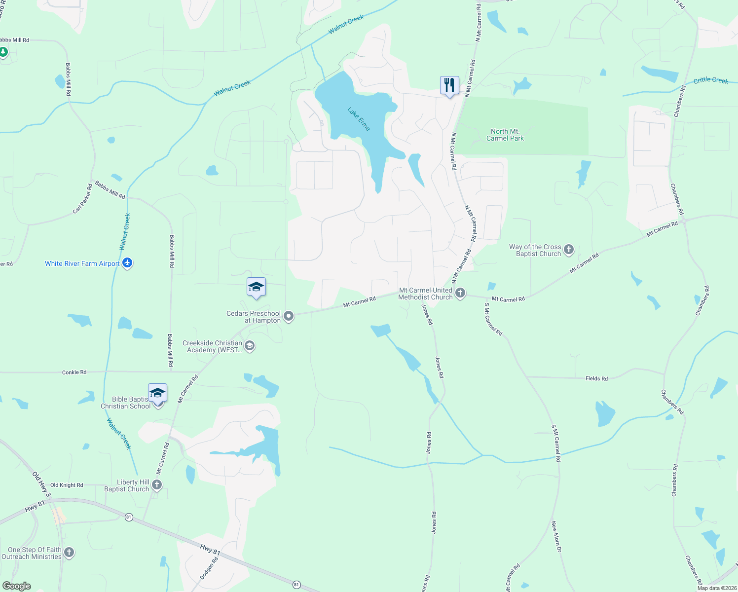 map of restaurants, bars, coffee shops, grocery stores, and more near 101 Belgian Court in Hampton