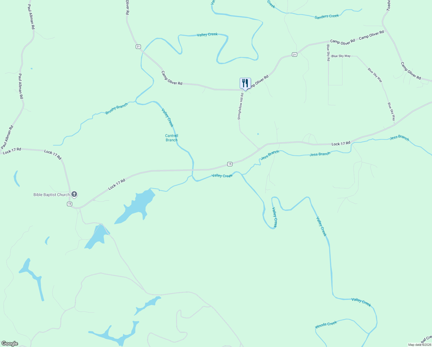 map of restaurants, bars, coffee shops, grocery stores, and more near in Oak Grove