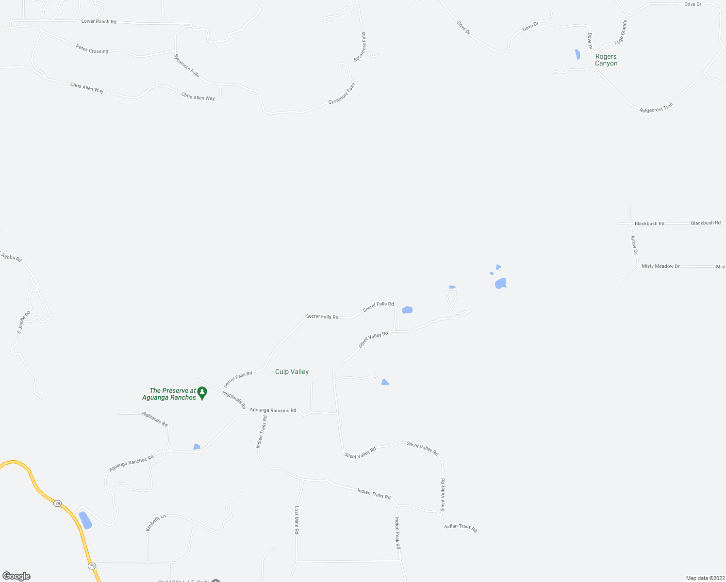 map of restaurants, bars, coffee shops, grocery stores, and more near 48610 Secret Falls Road in Aguanga