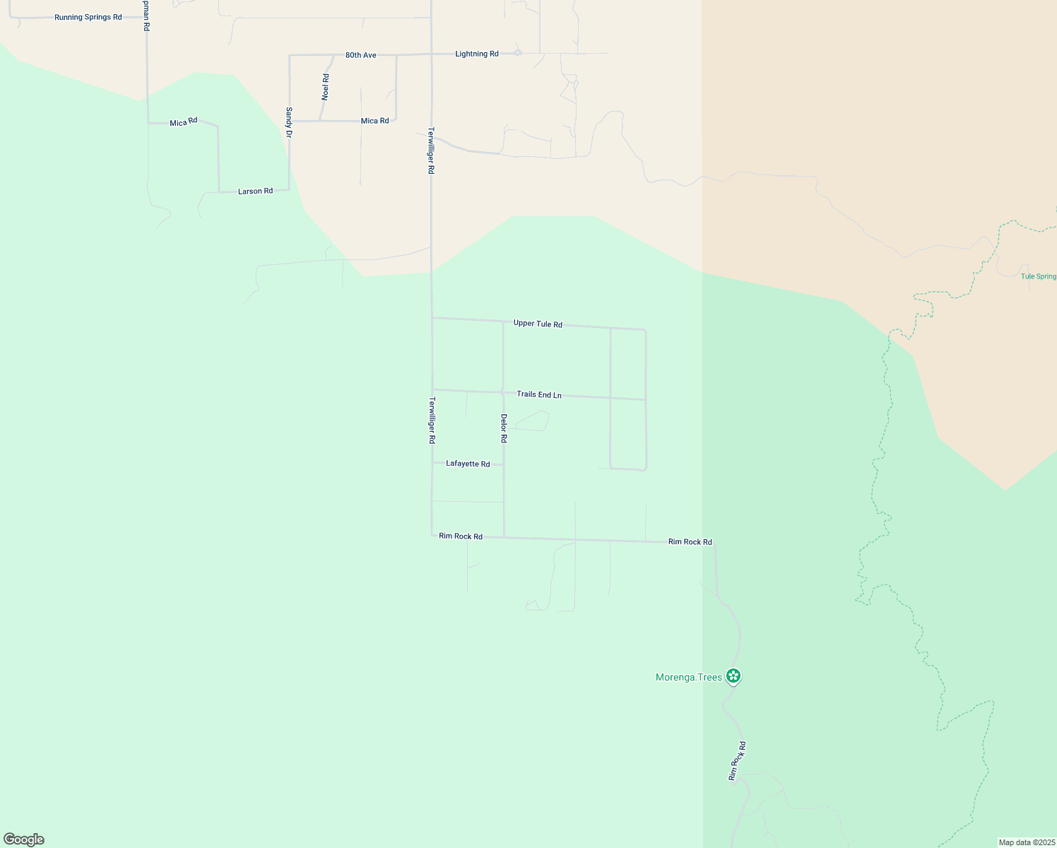 map of restaurants, bars, coffee shops, grocery stores, and more near Trails End Lane in Riverside County
