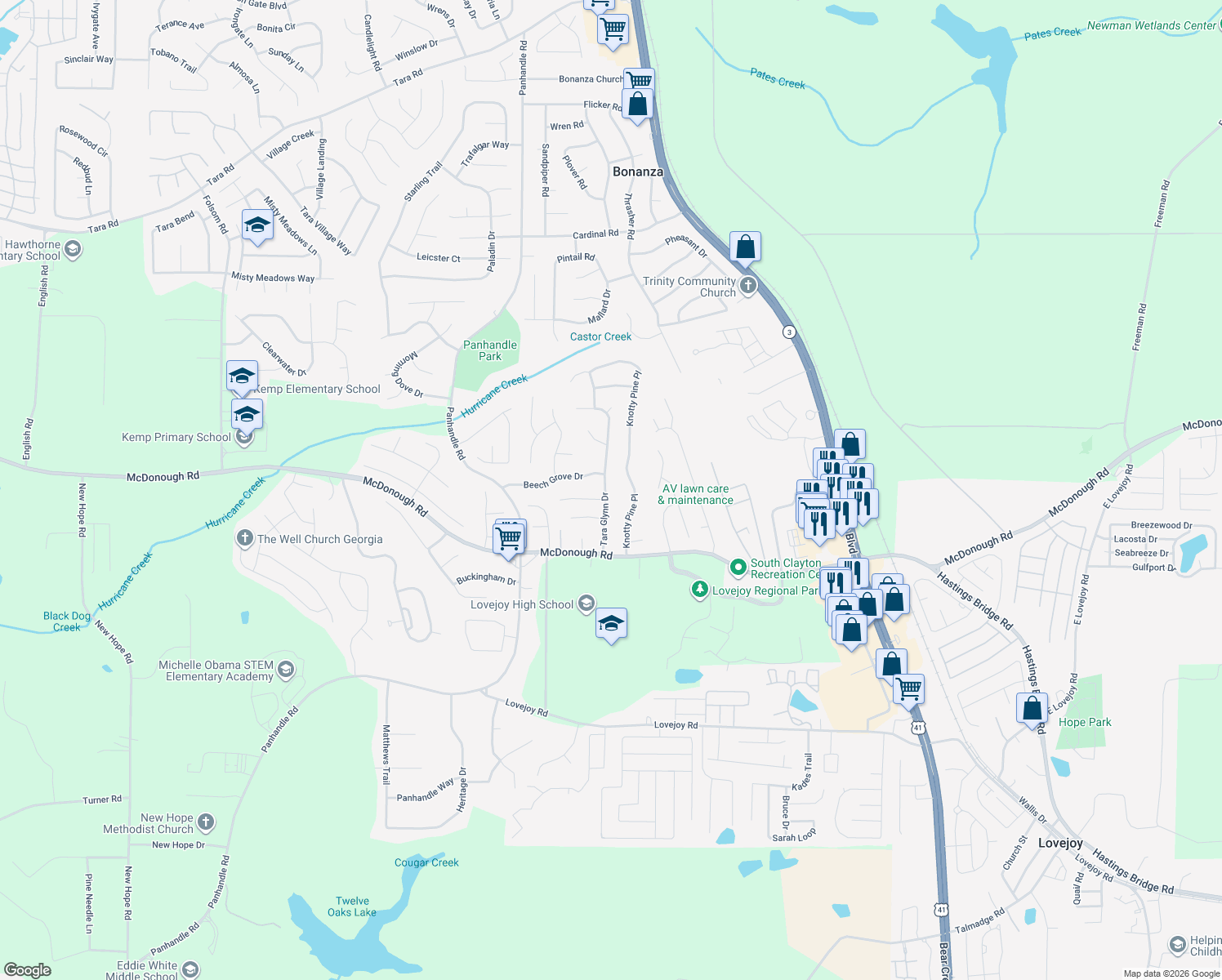 map of restaurants, bars, coffee shops, grocery stores, and more near 11128 Tara Glynn Drive in Hampton