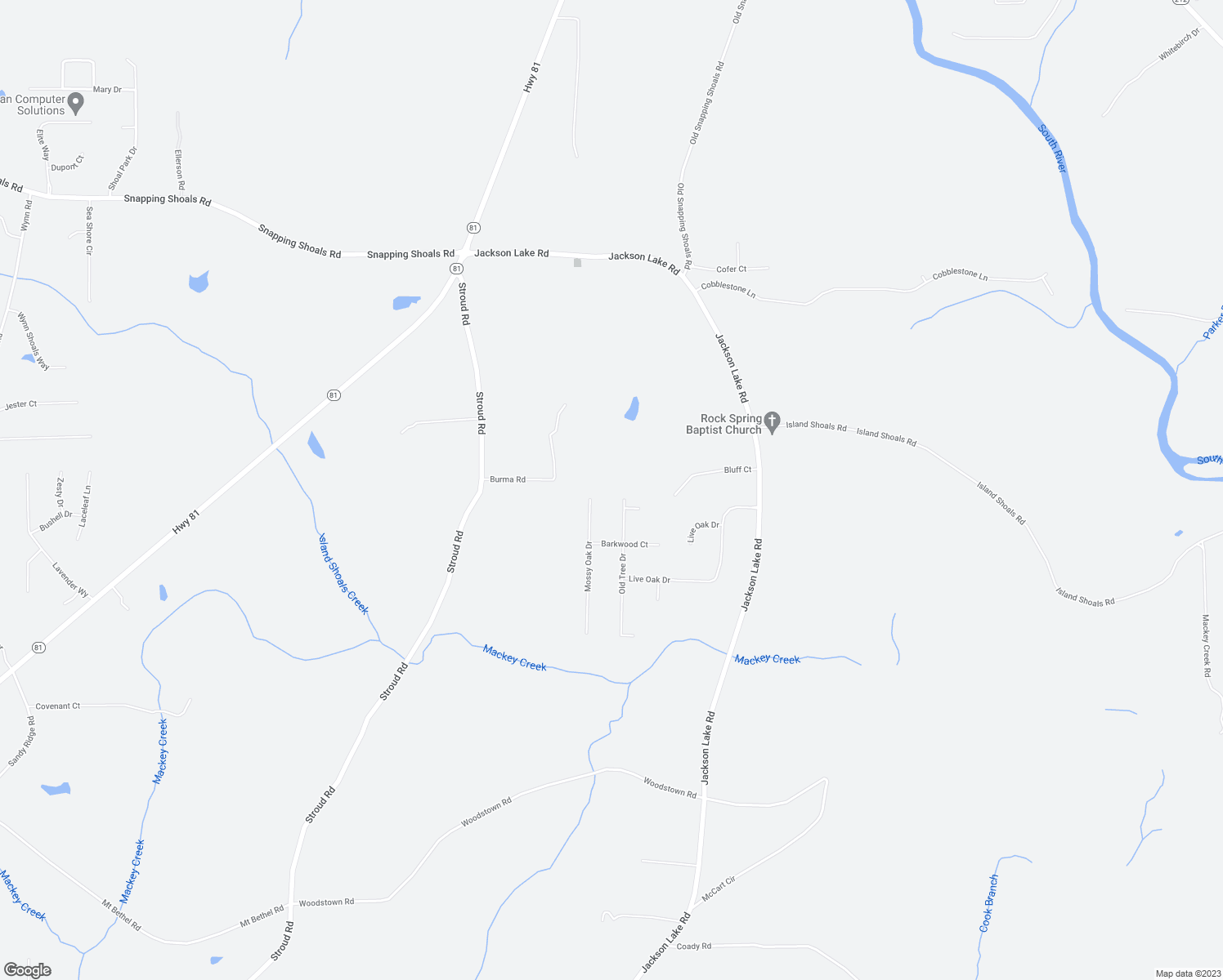 map of restaurants, bars, coffee shops, grocery stores, and more near 456 Old Tree Drive in Jackson