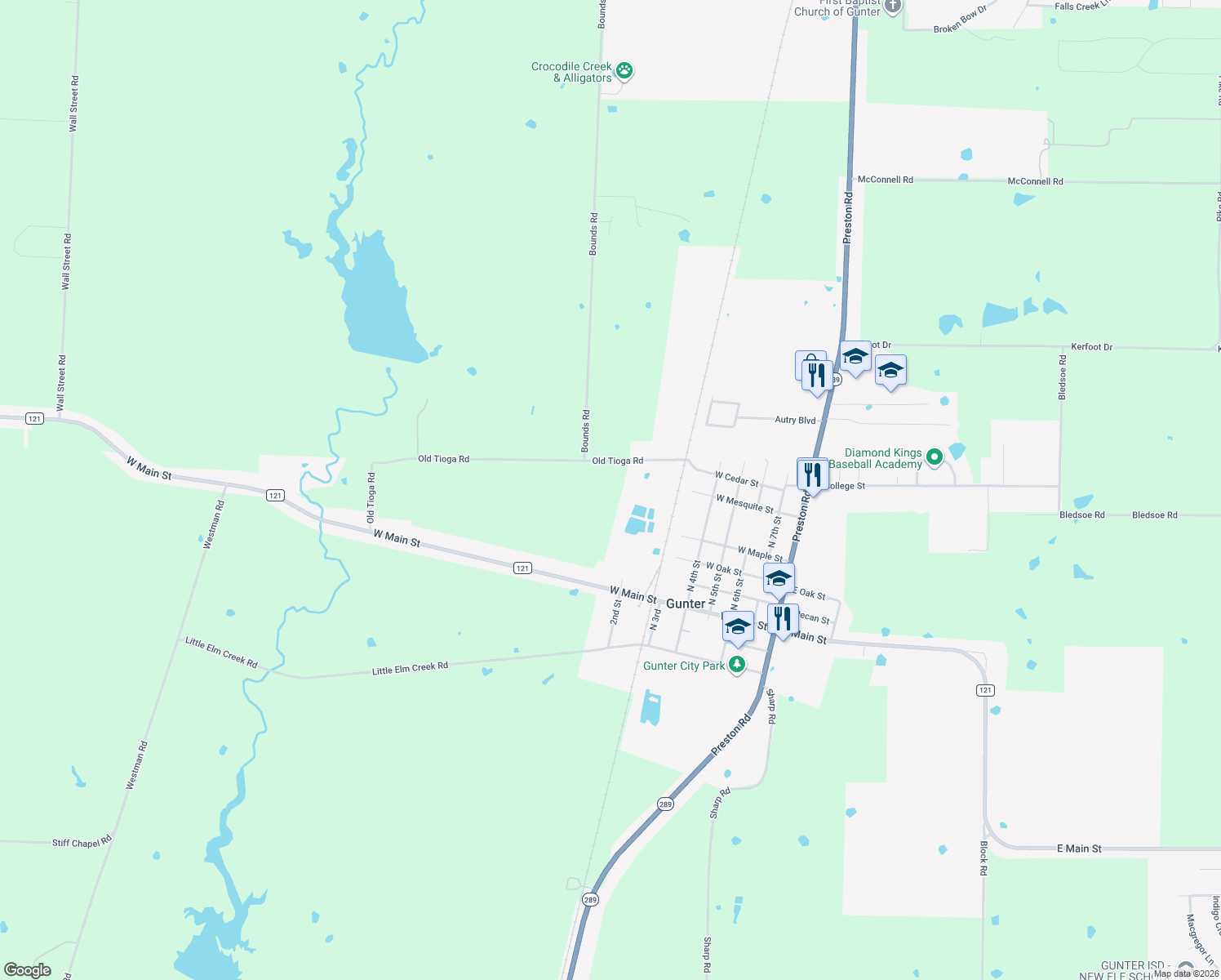 map of restaurants, bars, coffee shops, grocery stores, and more near 828 Old Tioga Rd in Gunter