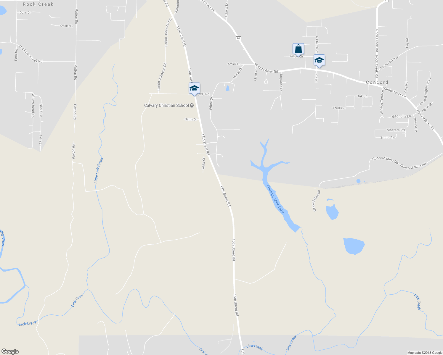 map of restaurants, bars, coffee shops, grocery stores, and more near 7455 15th Street Road in Bessemer