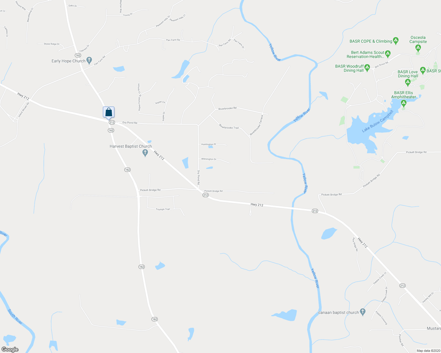 map of restaurants, bars, coffee shops, grocery stores, and more near 1467 Pickett Bridge Road in Covington