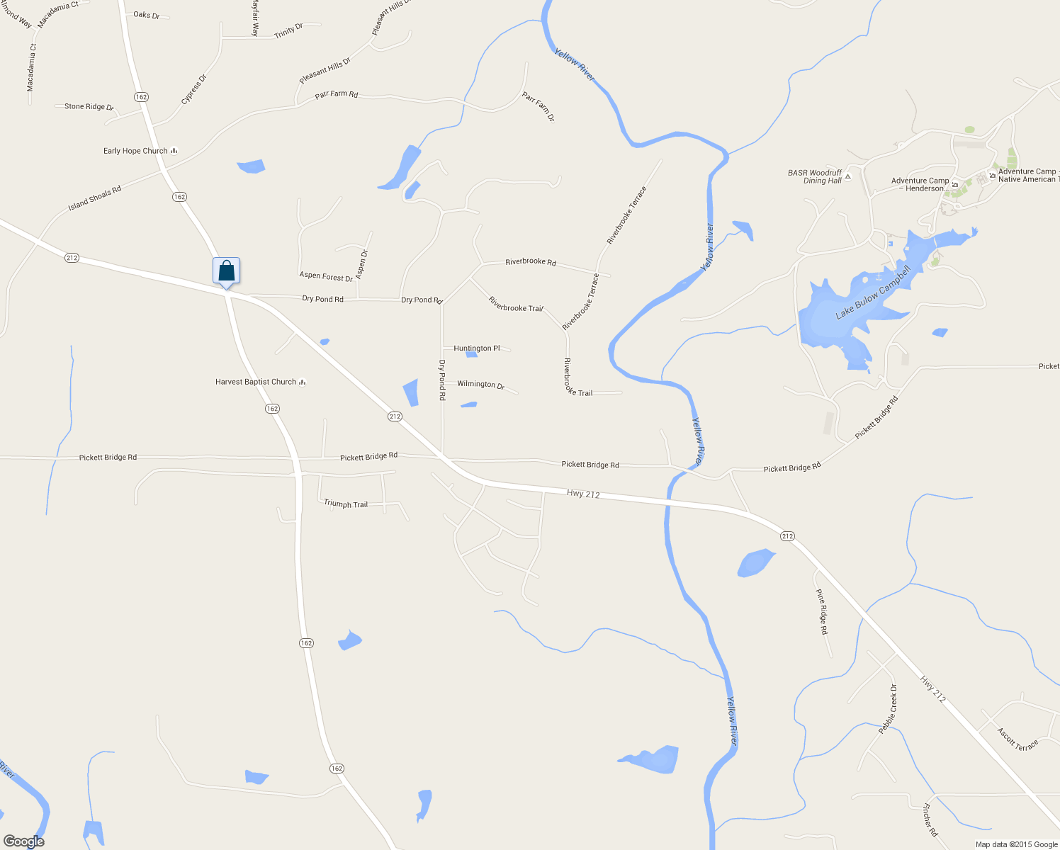 map of restaurants, bars, coffee shops, grocery stores, and more near 1381 Pickett Bridge Road in Covington