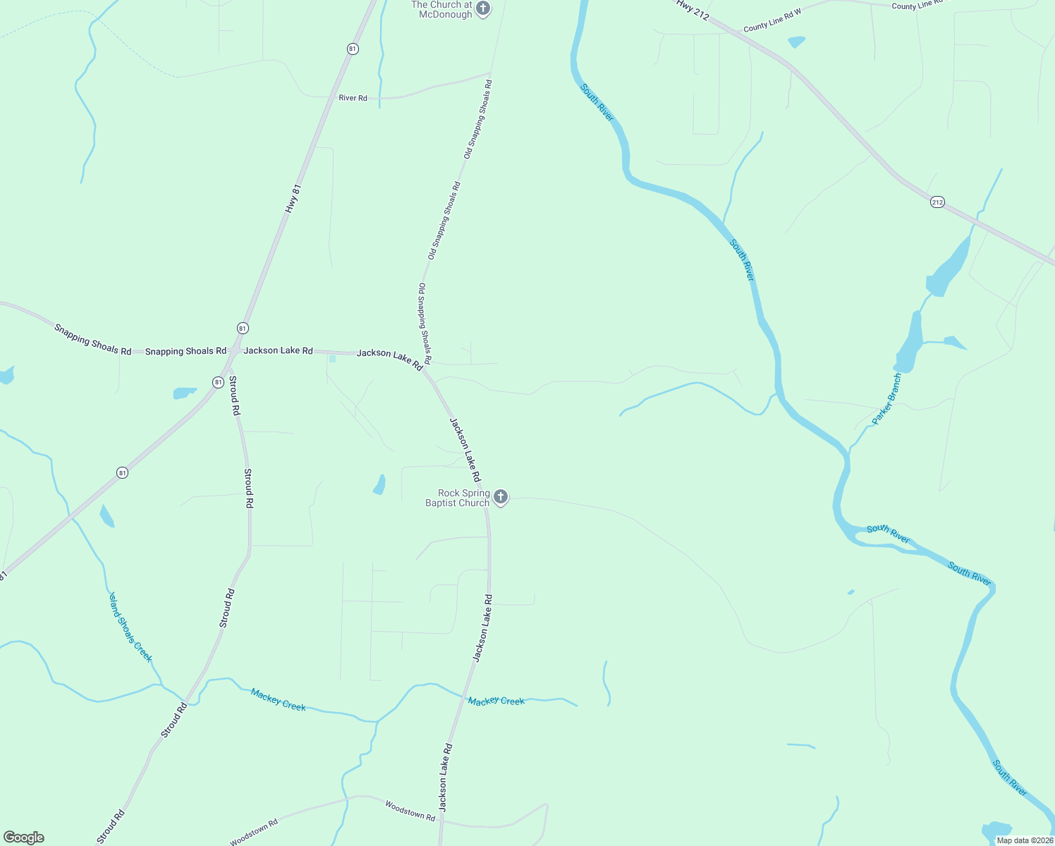 map of restaurants, bars, coffee shops, grocery stores, and more near 443 Jackson Lake Road in McDonough