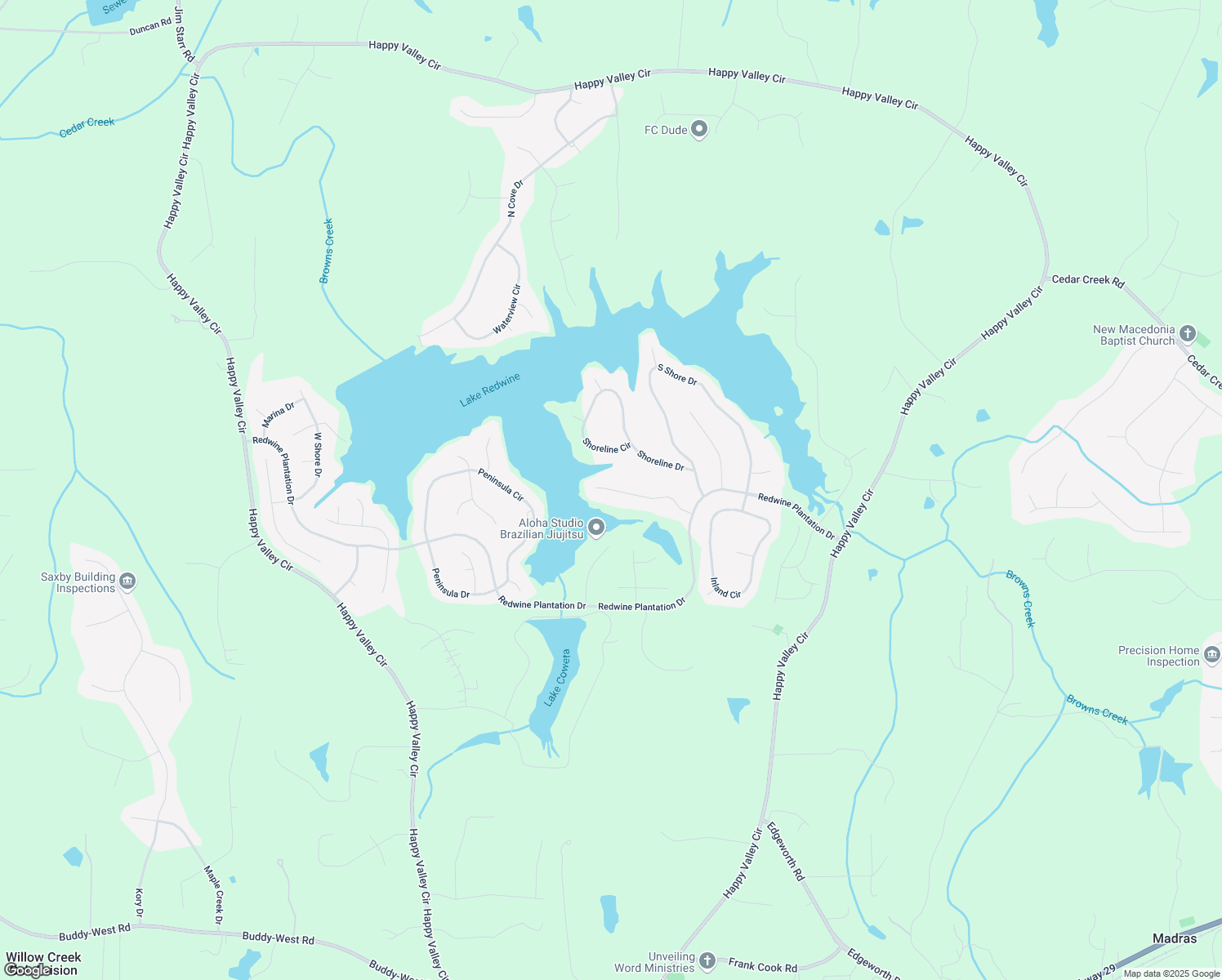 map of restaurants, bars, coffee shops, grocery stores, and more near 140 Bay Drive in Newnan