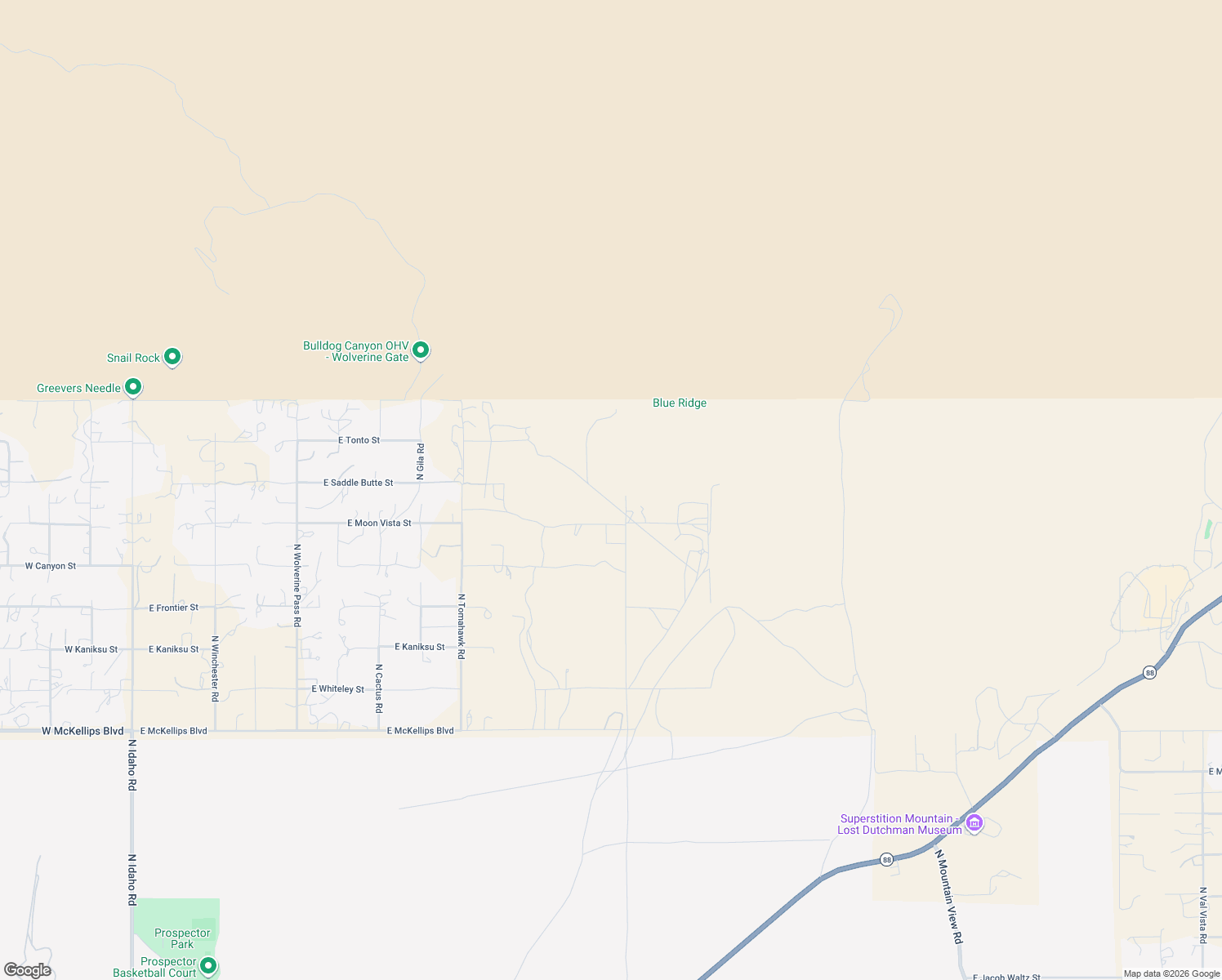 map of restaurants, bars, coffee shops, grocery stores, and more near 1705 East Saddle Butte Street in Apache Junction