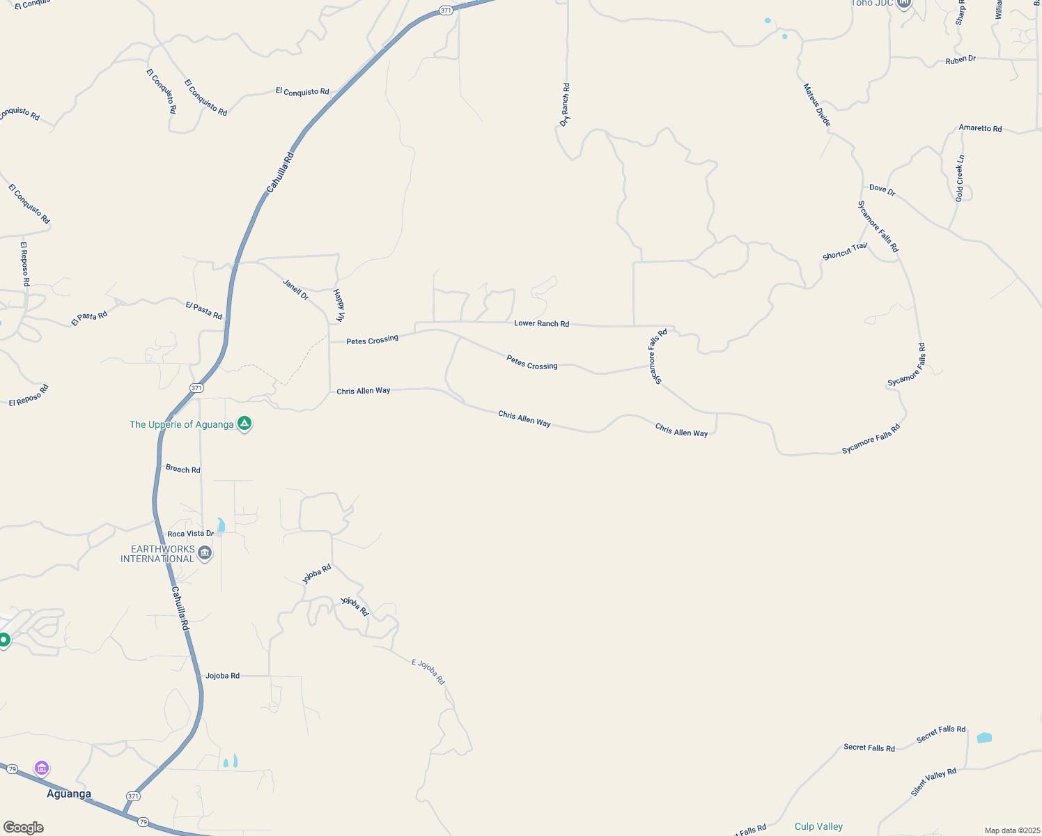 map of restaurants, bars, coffee shops, grocery stores, and more near Chris Allen Way in Aguanga