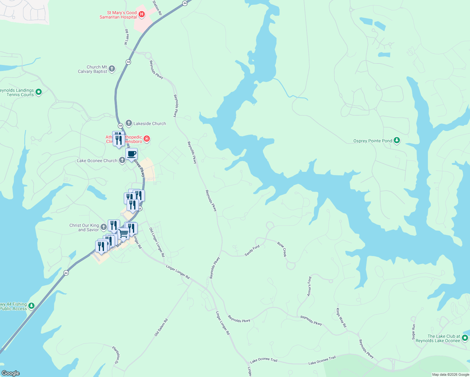 map of restaurants, bars, coffee shops, grocery stores, and more near 1061 Holt's Ferry in Greensboro