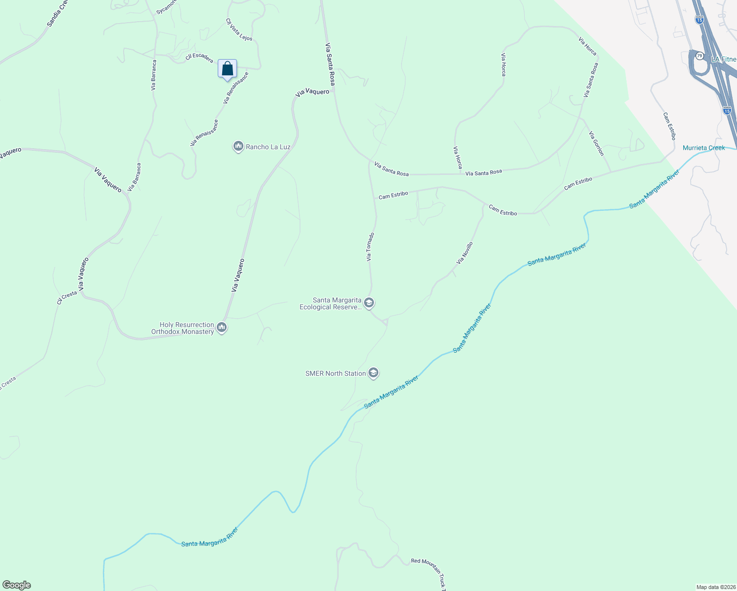 map of restaurants, bars, coffee shops, grocery stores, and more near Vía Tornado in Temecula
