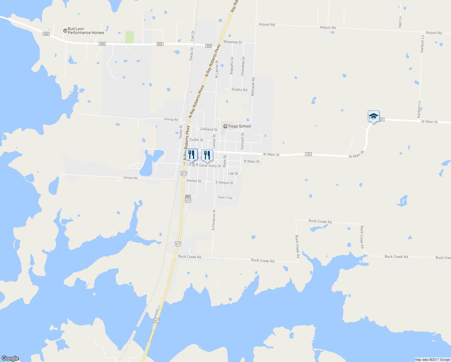 map of restaurants, bars, coffee shops, grocery stores, and more near 111 Race Street in Tioga
