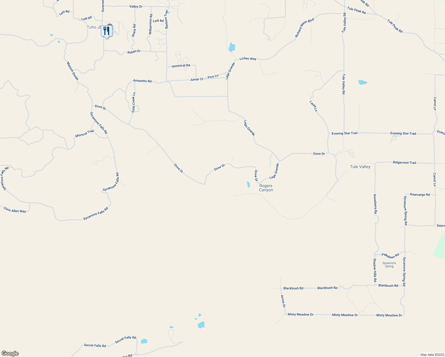 map of restaurants, bars, coffee shops, grocery stores, and more near Dove Drive in Aguanga