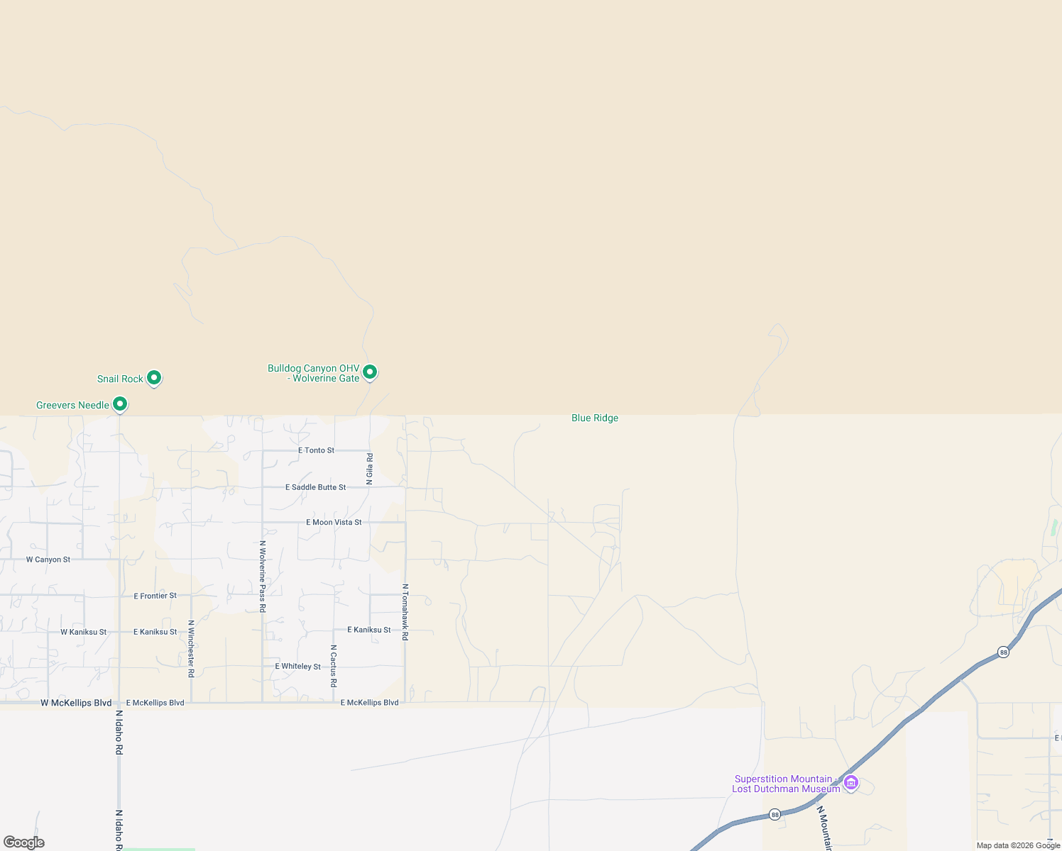 map of restaurants, bars, coffee shops, grocery stores, and more near 5577 North Bowman Road in Apache Junction