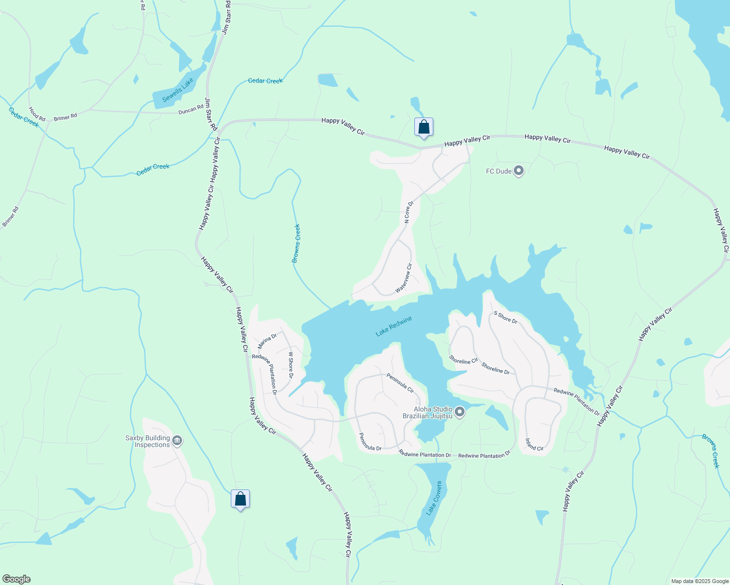 map of restaurants, bars, coffee shops, grocery stores, and more near 74 North Cove Drive in Newnan